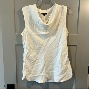 NWT Lafayette 148 Sz 12 White Cloud 100% Silk Brinkley Sleeveless Cowl-Neck Top